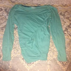 Maternity cotton long sleeve turquoise shirt